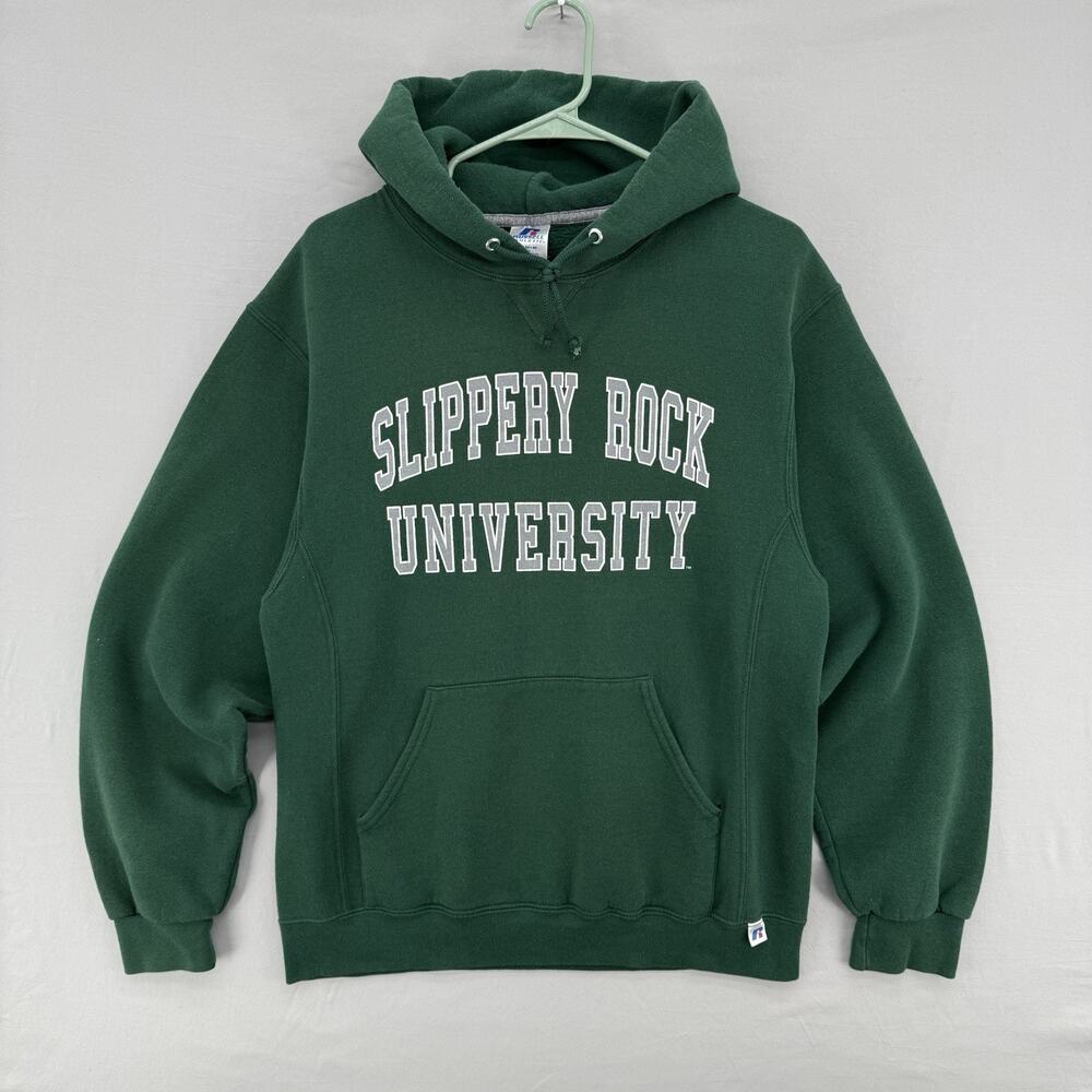 Vintage Y2K Russell Athletic Slippery Rock University Hoodie Sweatshirt Size M